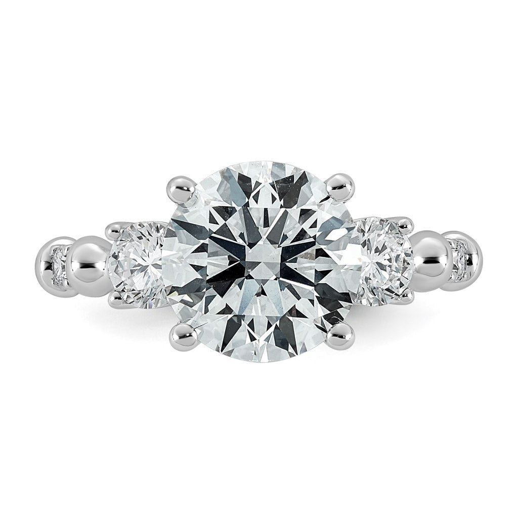 14K White Gold 3 5/8ct Certified Round Center Lab Grown Diamond VS+ F+ Ring