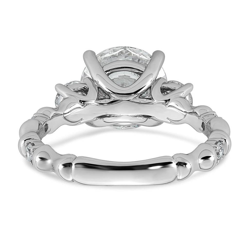 14K White Gold 3 5/8ct Certified Round Center Lab Grown Diamond VS+ F+ Ring