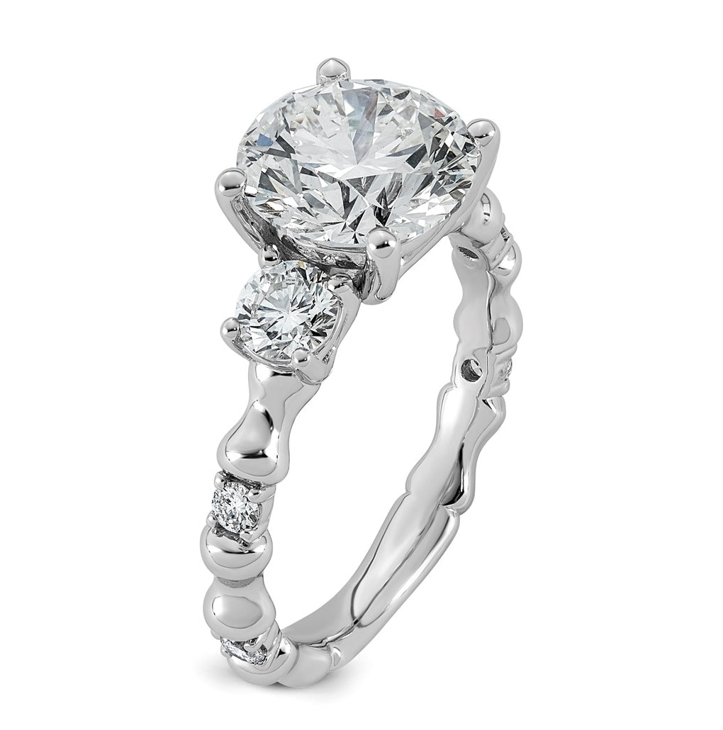 14K White Gold 3 5/8ct Certified Round Center Lab Grown Diamond VS+ F+ Ring