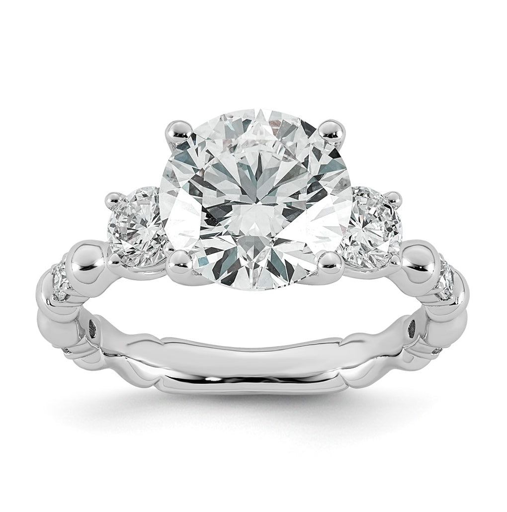 14K White Gold 3 5/8ct Certified Round Center Lab Grown Diamond VS+ F+ Ring