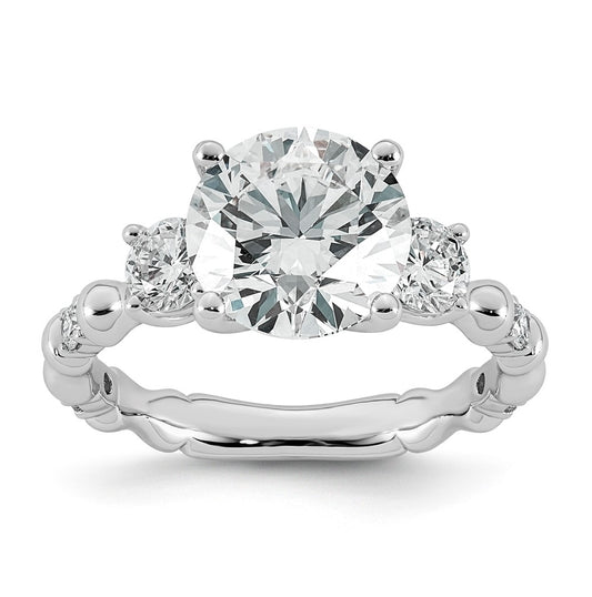 14K White Gold 3 5/8ct Certified Round Center Lab Grown Diamond VS+ F+ Ring