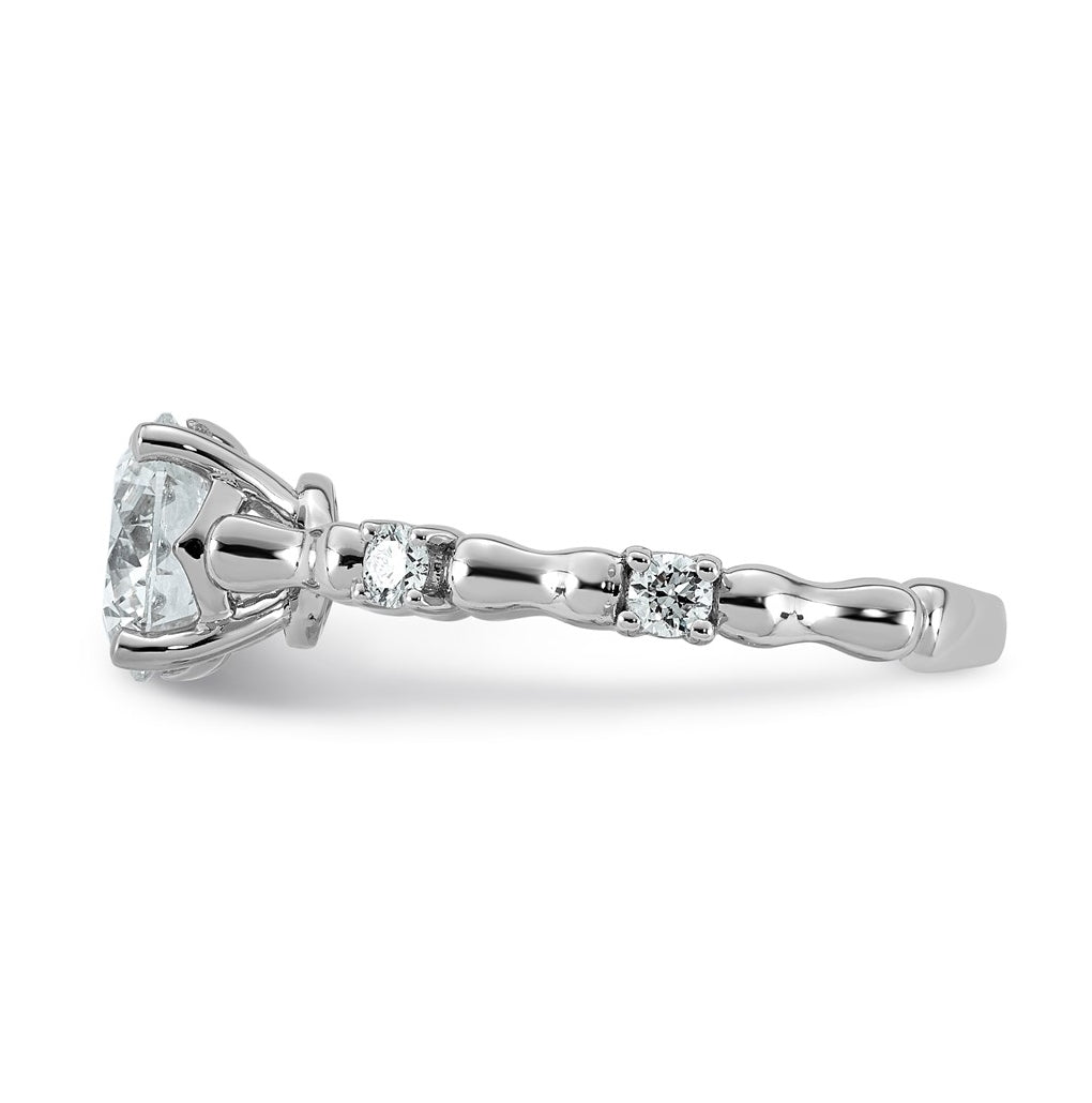 14K White Gold 1 5/8ct Certified Round Center Lab Grown Diamond VS+ F+ Ring