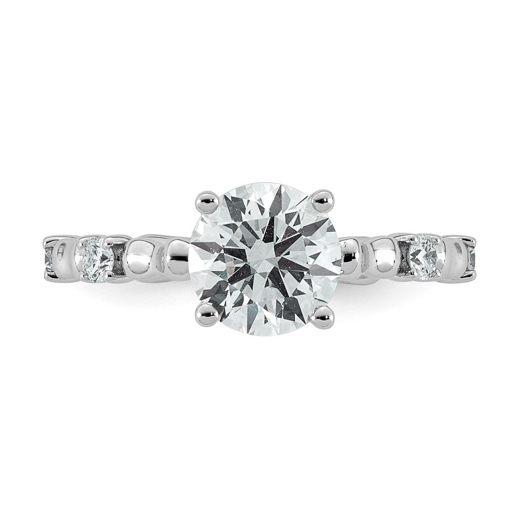 14K White Gold 1 5/8ct Certified Round Center Lab Grown Diamond VS+ F+ Ring