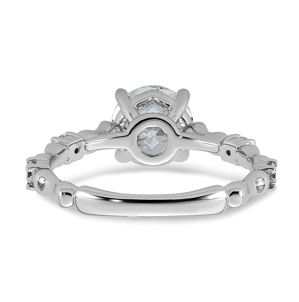14K White Gold 1 5/8ct Certified Round Center Lab Grown Diamond VS+ F+ Ring