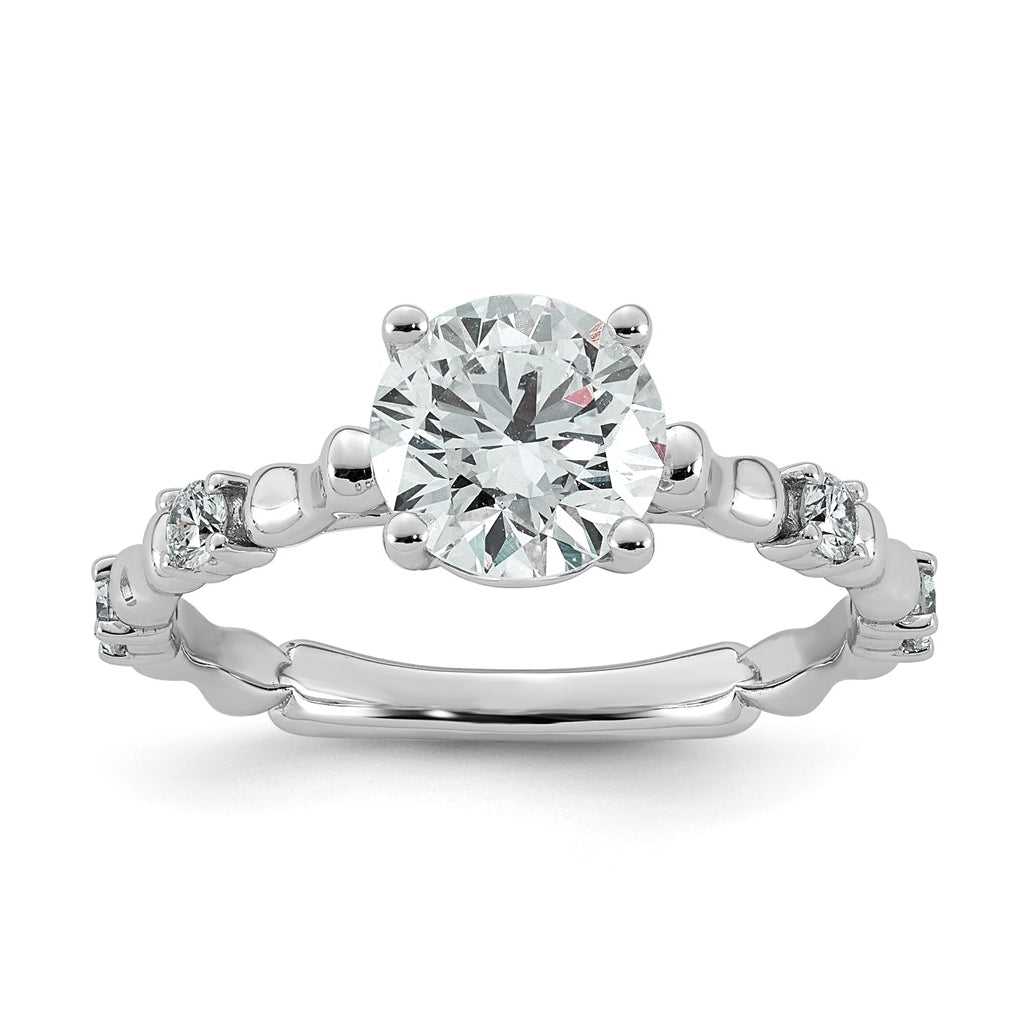 14K White Gold 1 5/8ct Certified Round Center Lab Grown Diamond VS+ F+ Ring