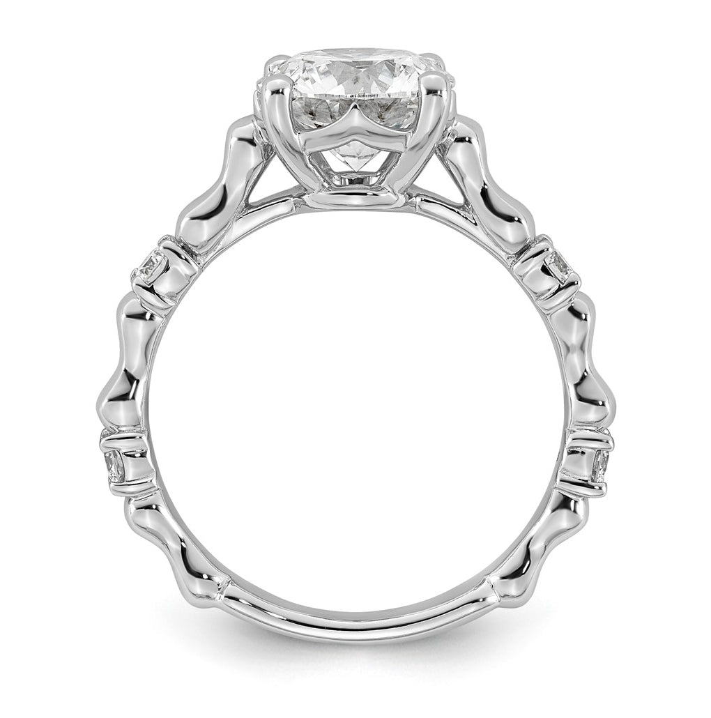 14K White Gold 2 1/6ct Certified Round Center Lab Grown Diamond VS+ F+ Ring