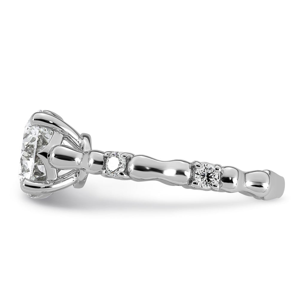 14K White Gold 2 1/6ct Certified Round Center Lab Grown Diamond VS+ F+ Ring
