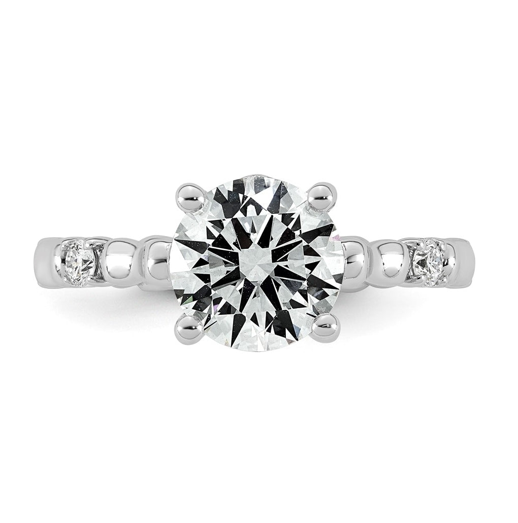 14K White Gold 2 1/6ct Certified Round Center Lab Grown Diamond VS+ F+ Ring