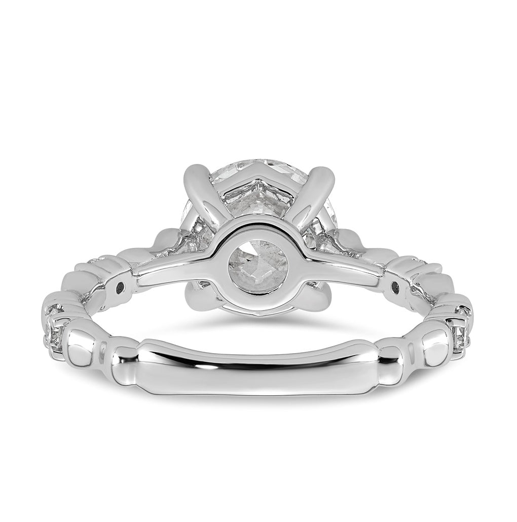 14K White Gold 2 1/6ct Certified Round Center Lab Grown Diamond VS+ F+ Ring
