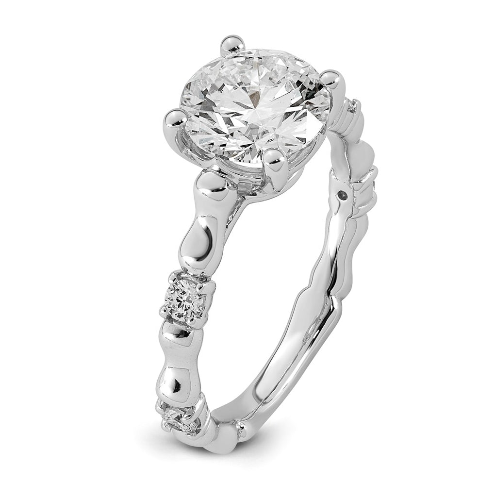 14K White Gold 2 1/6ct Certified Round Center Lab Grown Diamond VS+ F+ Ring