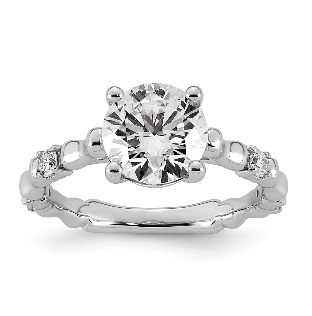 14K White Gold 2 1/6ct Certified Round Center Lab Grown Diamond VS+ F+ Ring