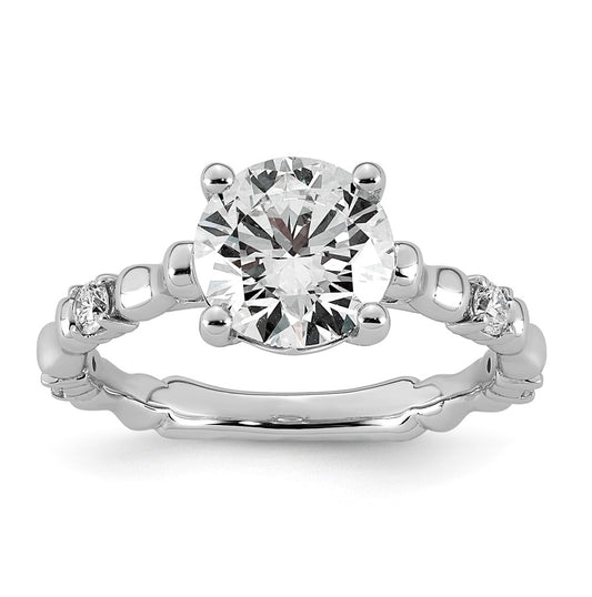 14K White Gold 2 1/6ct Certified Round Center Lab Grown Diamond VS+ F+ Ring