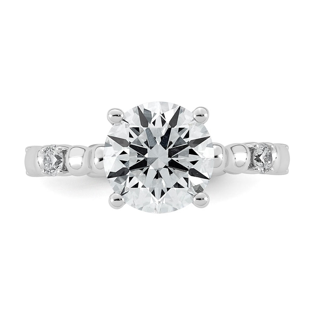 14K White Gold 2 3/4ct Certified Round Center Lab Grown Diamond VS+ F+ Ring