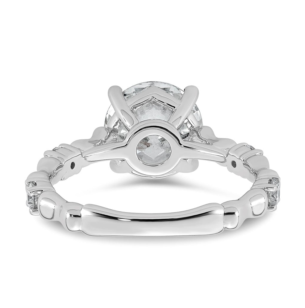 14K White Gold 2 3/4ct Certified Round Center Lab Grown Diamond VS+ F+ Ring