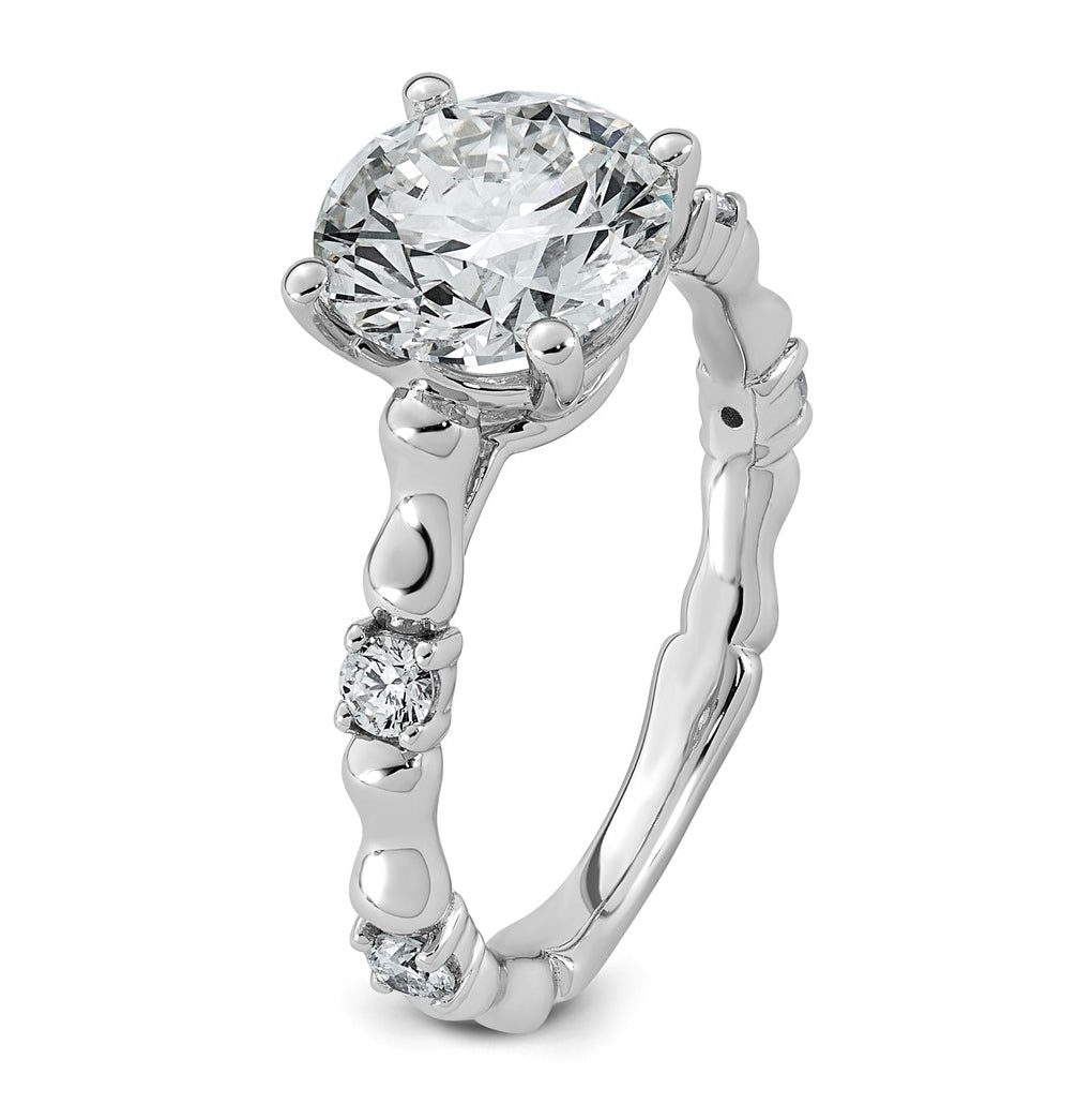 14K White Gold 2 3/4ct Certified Round Center Lab Grown Diamond VS+ F+ Ring