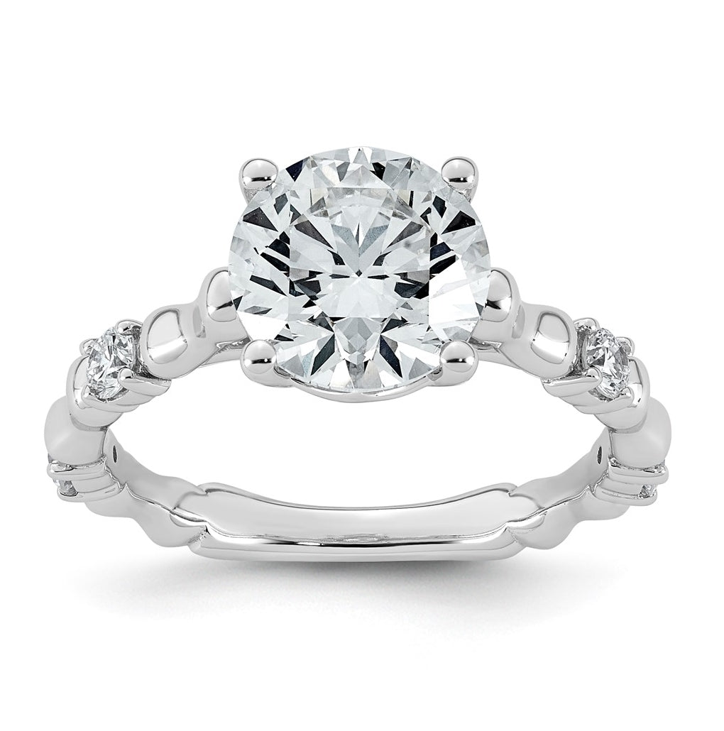 14K White Gold 2 3/4ct Certified Round Center Lab Grown Diamond VS+ F+ Ring