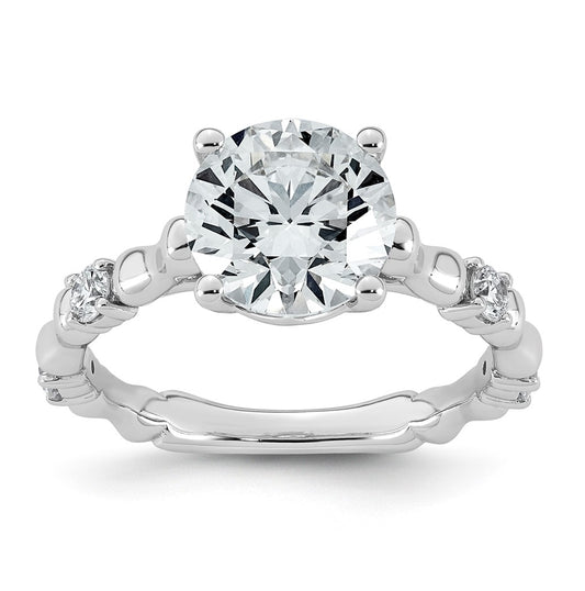 14K White Gold 2 3/4ct Certified Round Center Lab Grown Diamond VS+ F+ Ring
