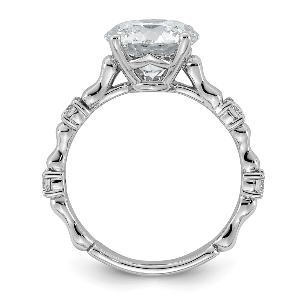 14K White Gold 3 1/4ct Certified Round Center Lab Grown Diamond VS+ F+ Ring
