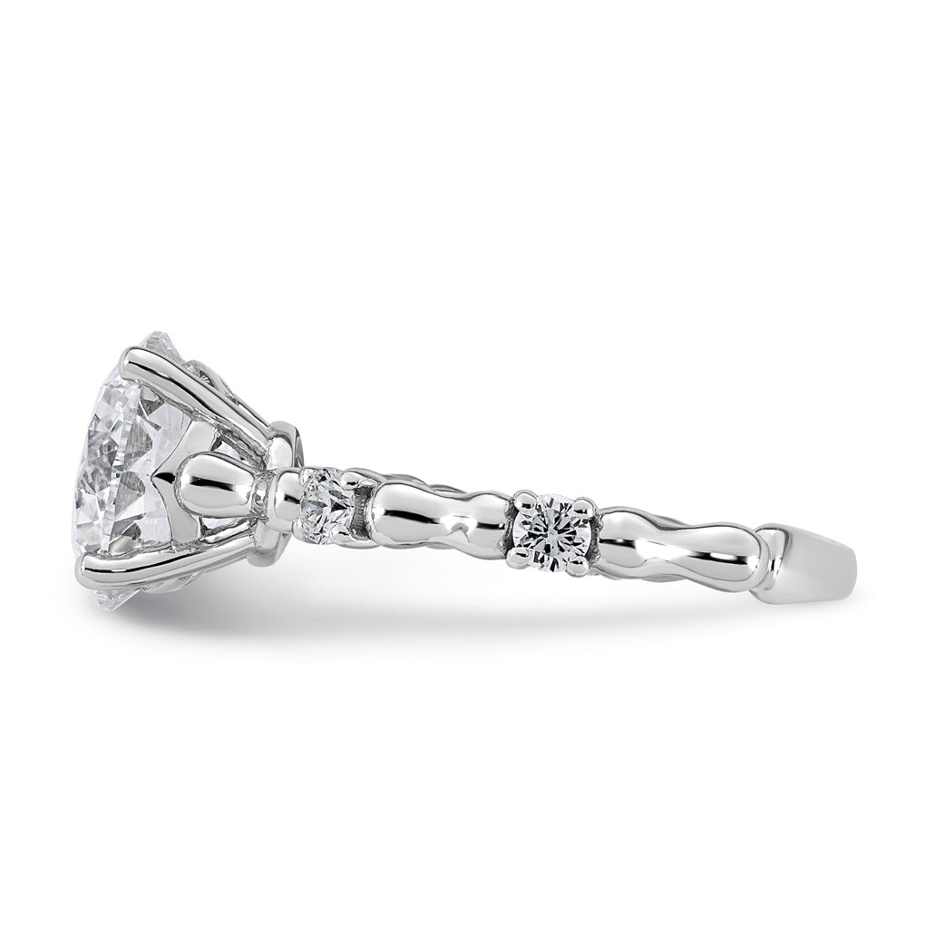 14K White Gold 3 1/4ct Certified Round Center Lab Grown Diamond VS+ F+ Ring