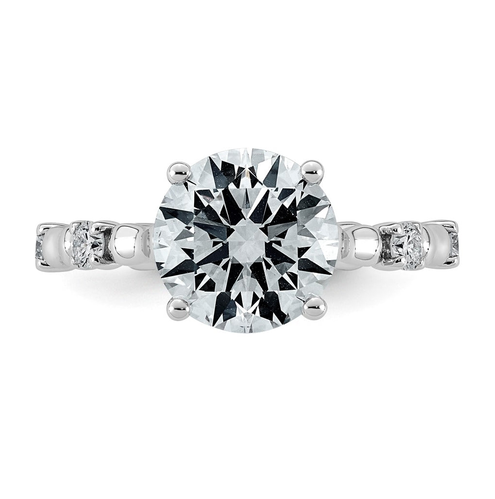 14K White Gold 3 1/4ct Certified Round Center Lab Grown Diamond VS+ F+ Ring