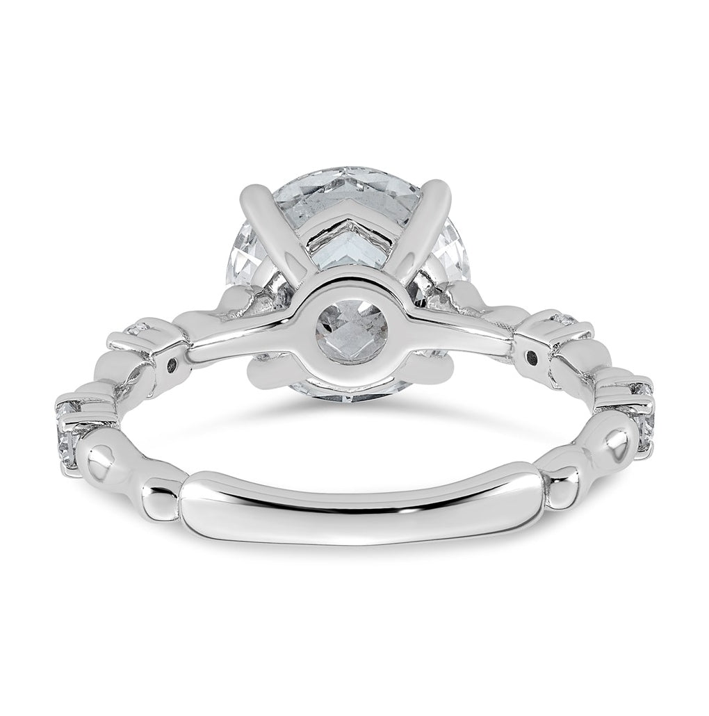 14K White Gold 3 1/4ct Certified Round Center Lab Grown Diamond VS+ F+ Ring