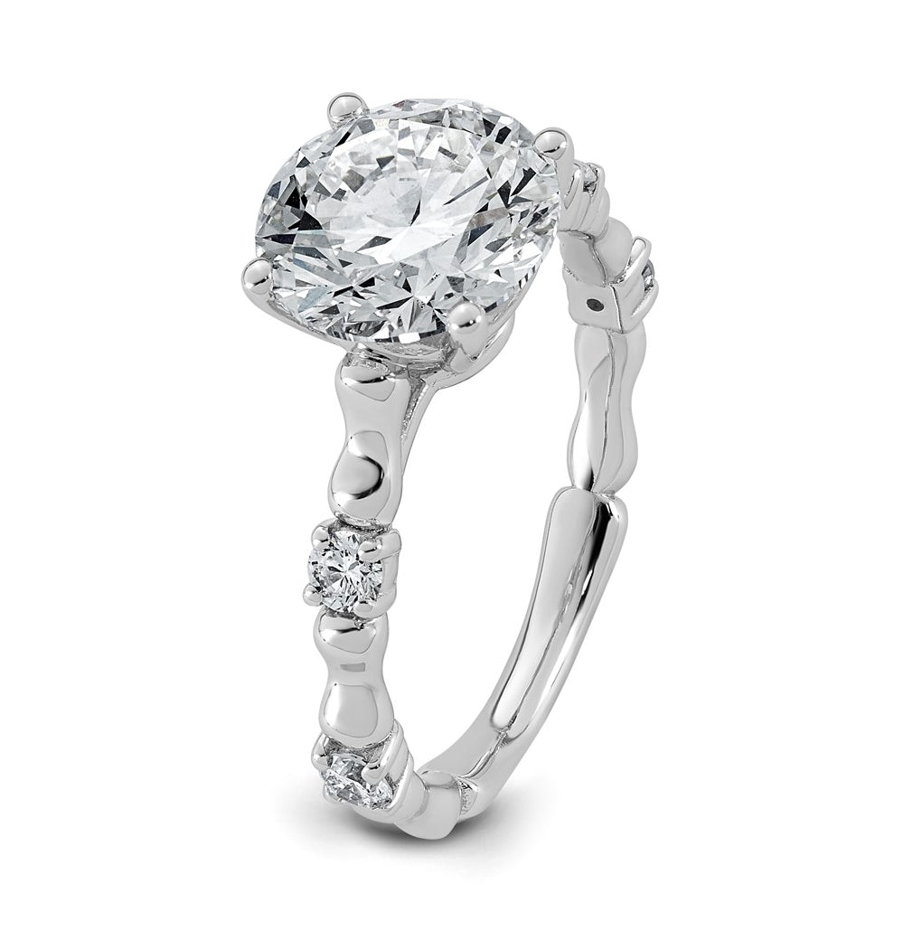 14K White Gold 3 1/4ct Certified Round Center Lab Grown Diamond VS+ F+ Ring