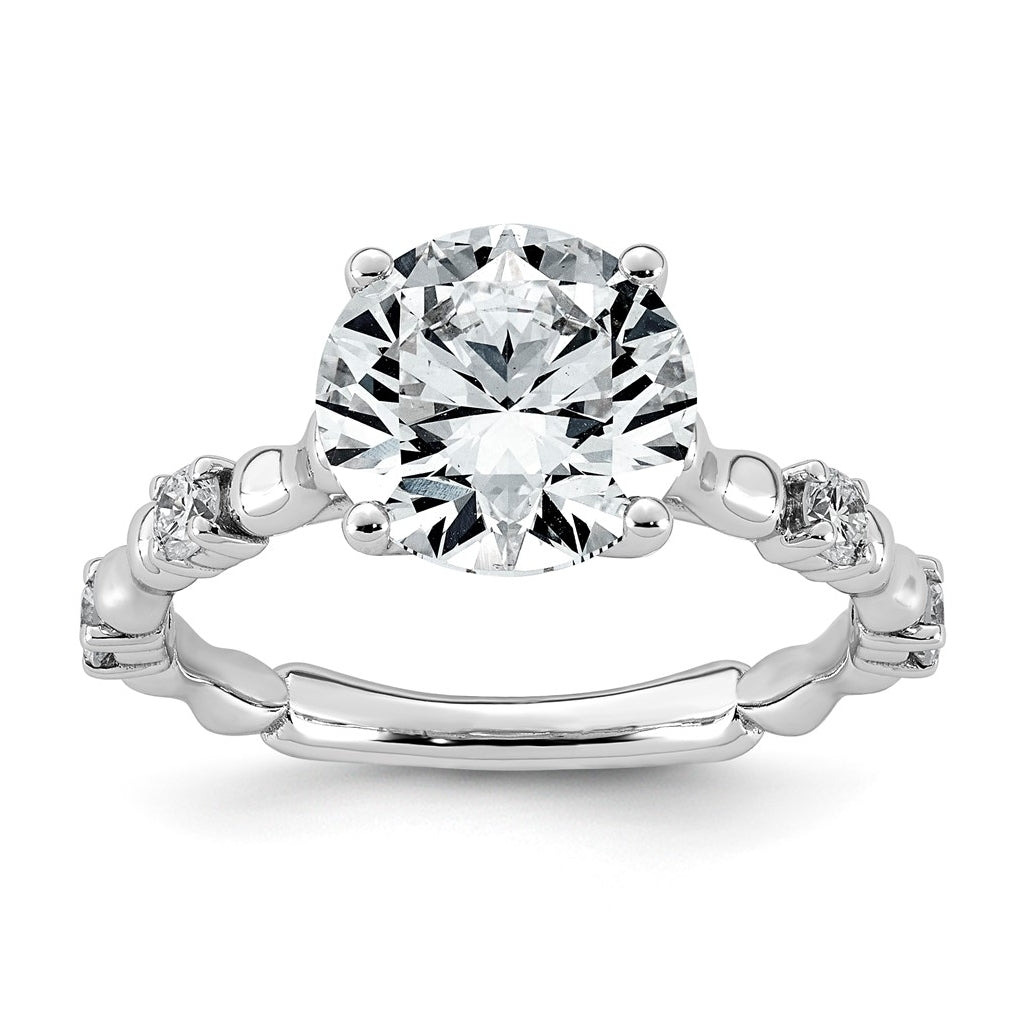 14K White Gold 3 1/4ct Certified Round Center Lab Grown Diamond VS+ F+ Ring