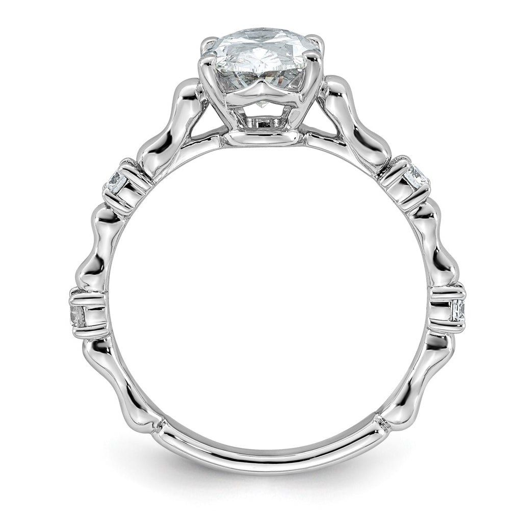 14K White Gold 1 5/8ct Certified Oval Center Lab Grown Diamond VS+ F+ Ring