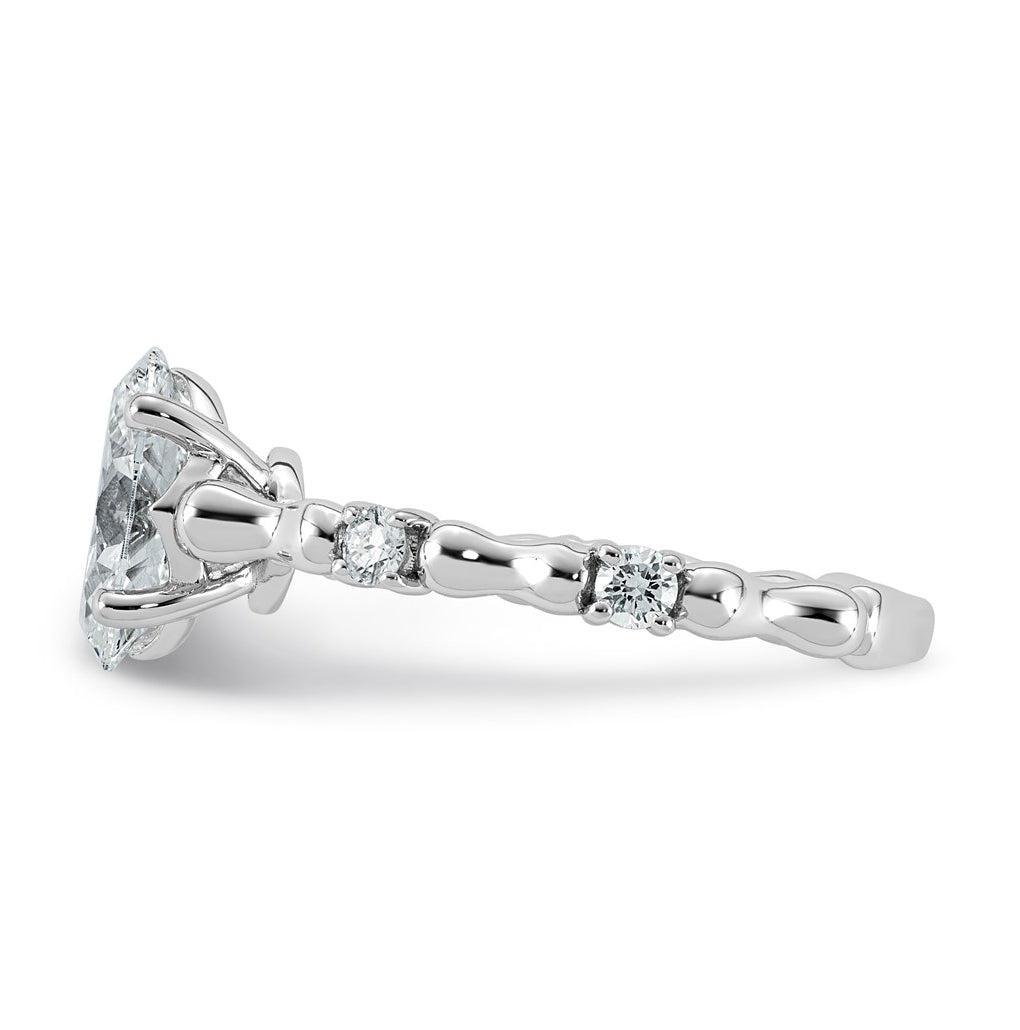 14K White Gold 1 5/8ct Certified Oval Center Lab Grown Diamond VS+ F+ Ring