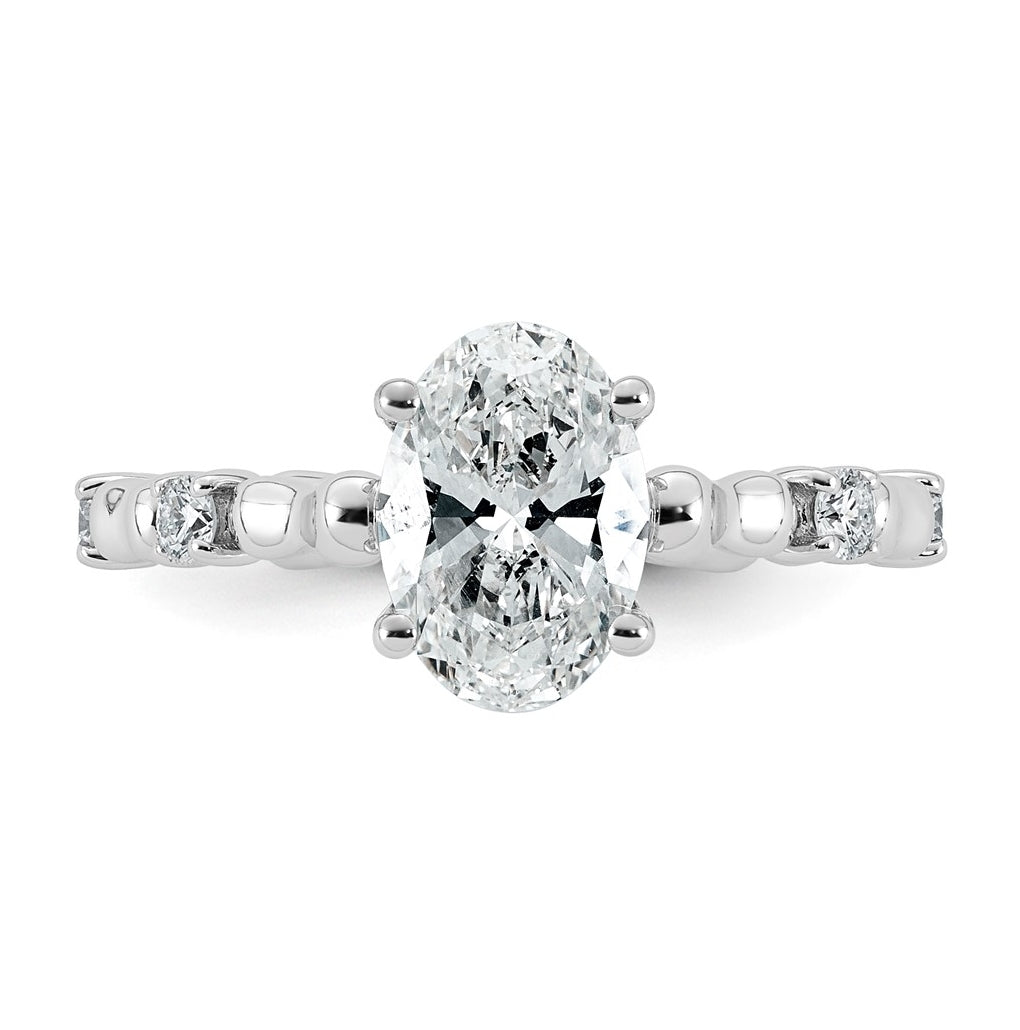 14K White Gold 1 5/8ct Certified Oval Center Lab Grown Diamond VS+ F+ Ring
