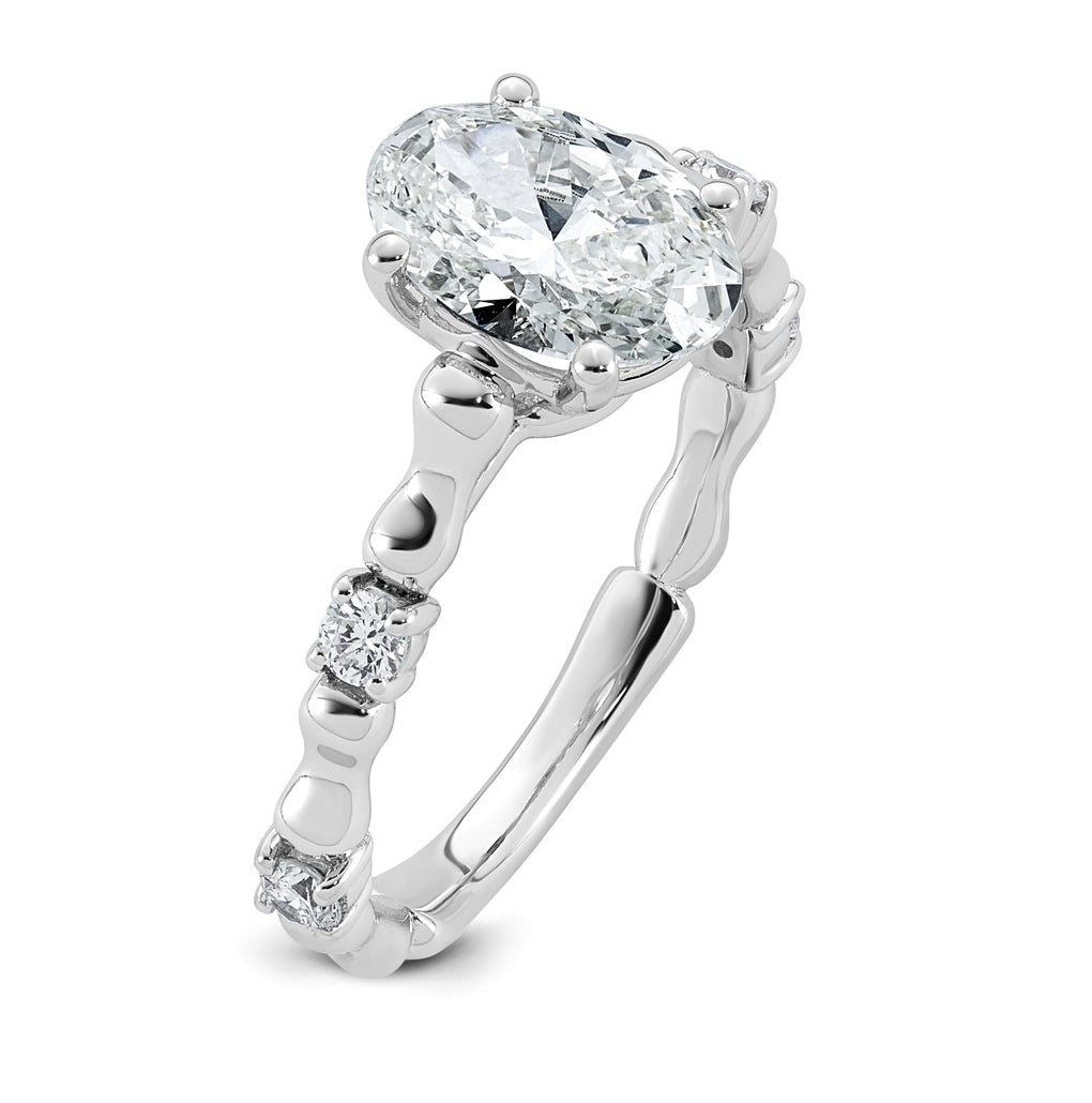 14K White Gold 1 5/8ct Certified Oval Center Lab Grown Diamond VS+ F+ Ring