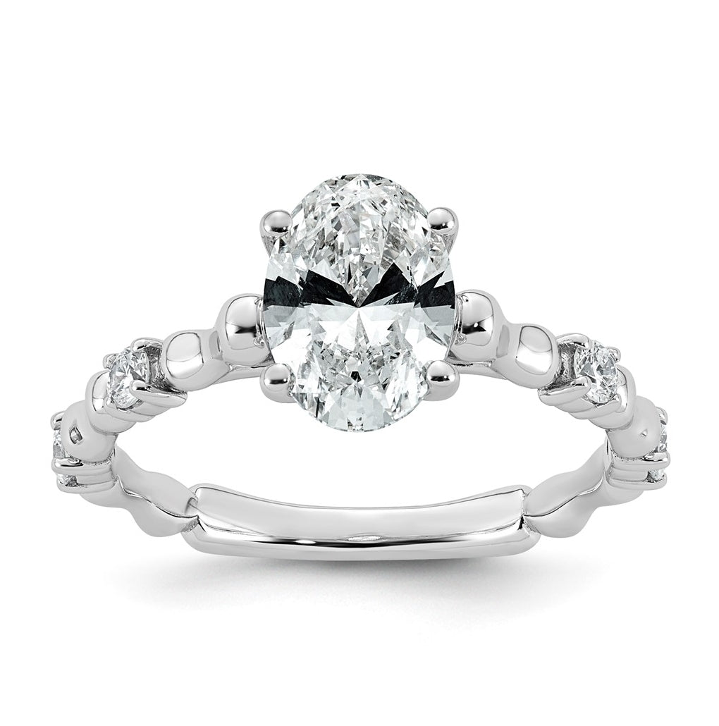 14K White Gold 1 5/8ct Certified Oval Center Lab Grown Diamond VS+ F+ Ring