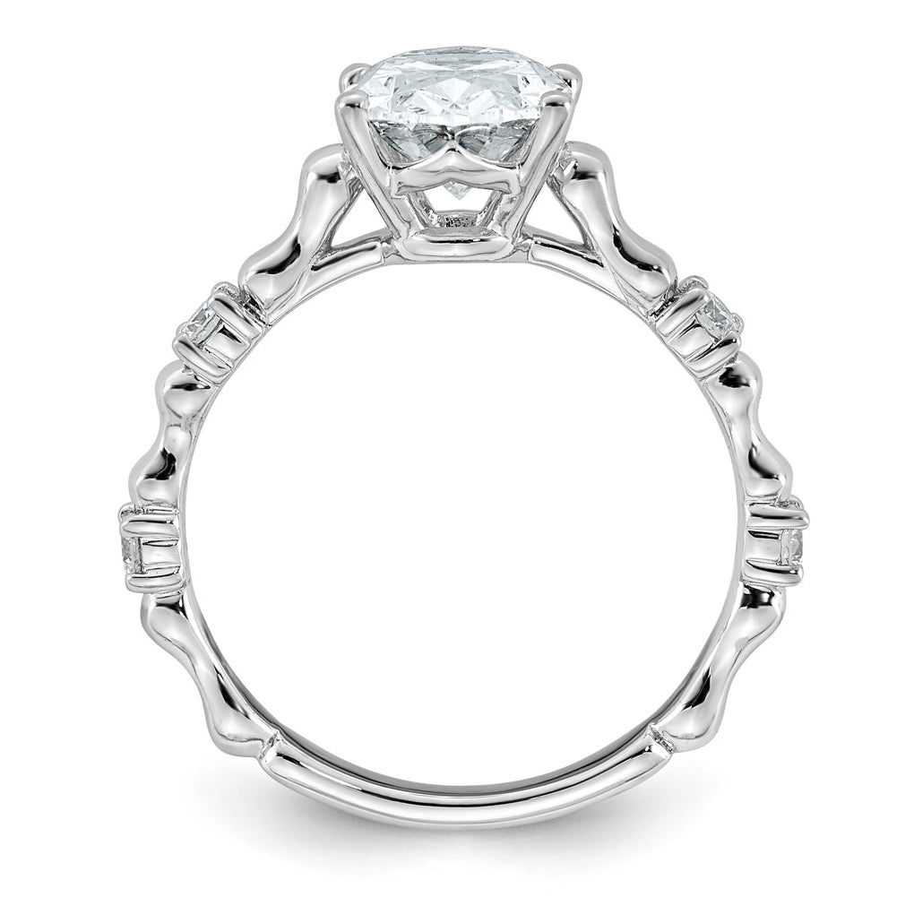14K White Gold 2 1/6ct Certified Oval Center Lab Grown Diamond VS+ F+ Ring