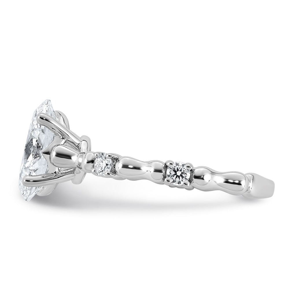 14K White Gold 2 1/6ct Certified Oval Center Lab Grown Diamond VS+ F+ Ring