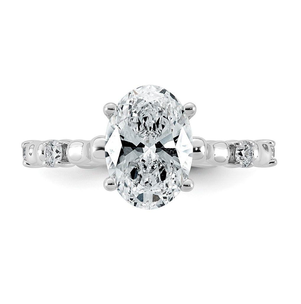 14K White Gold 2 1/6ct Certified Oval Center Lab Grown Diamond VS+ F+ Ring