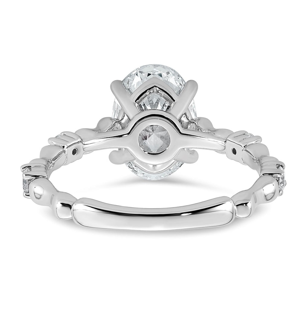 14K White Gold 2 1/6ct Certified Oval Center Lab Grown Diamond VS+ F+ Ring