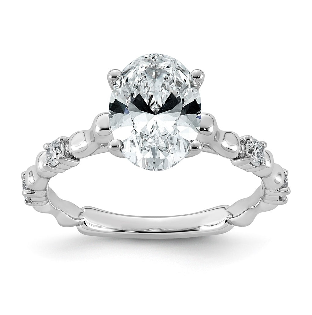 14K White Gold 2 1/6ct Certified Oval Center Lab Grown Diamond VS+ F+ Ring