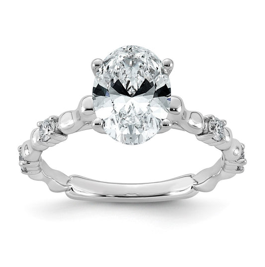 14K White Gold 2 1/6ct Certified Oval Center Lab Grown Diamond VS+ F+ Ring