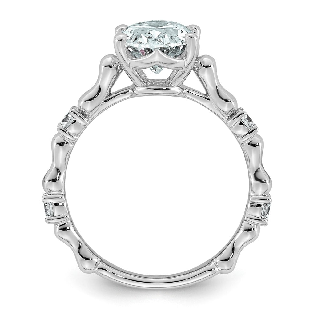 14K White Gold 2 3/4ct Certified Oval Center Lab Grown Diamond VS+ F+ Ring