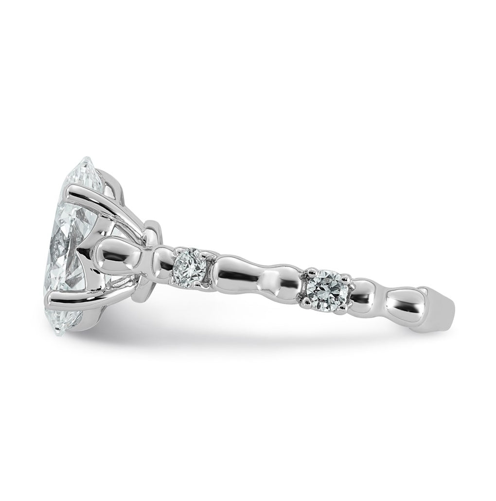 14K White Gold 2 3/4ct Certified Oval Center Lab Grown Diamond VS+ F+ Ring