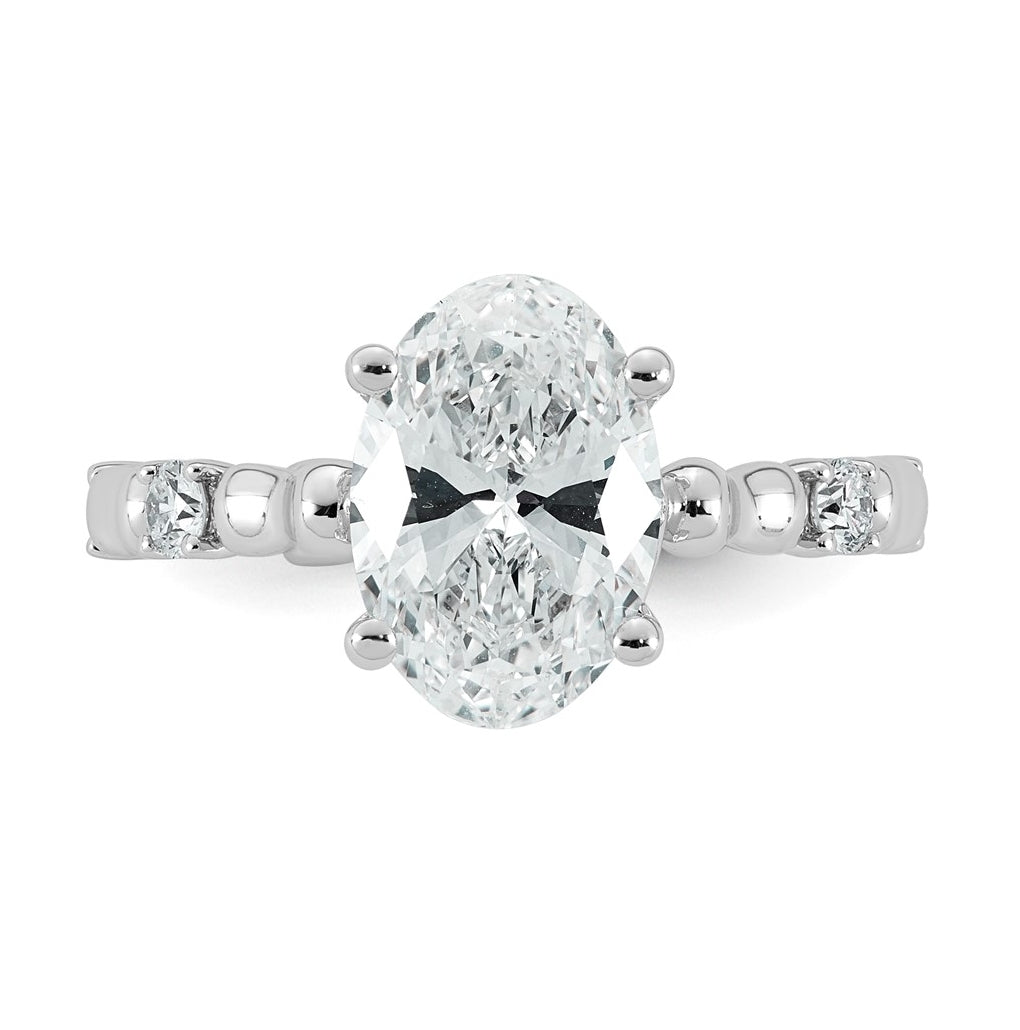 14K White Gold 2 3/4ct Certified Oval Center Lab Grown Diamond VS+ F+ Ring