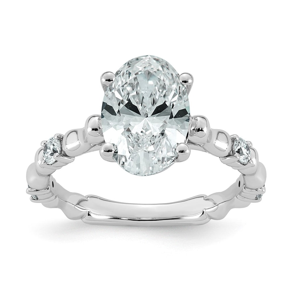 14K White Gold 2 3/4ct Certified Oval Center Lab Grown Diamond VS+ F+ Ring