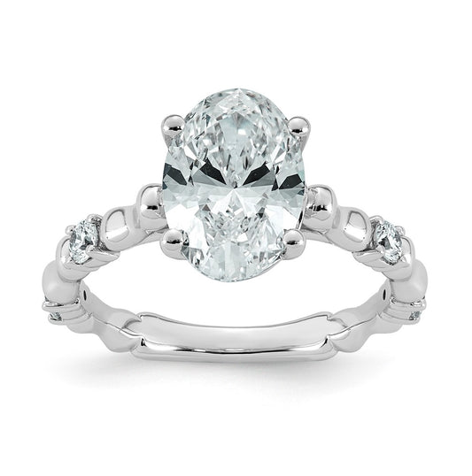 14K White Gold 2 3/4ct Certified Oval Center Lab Grown Diamond VS+ F+ Ring