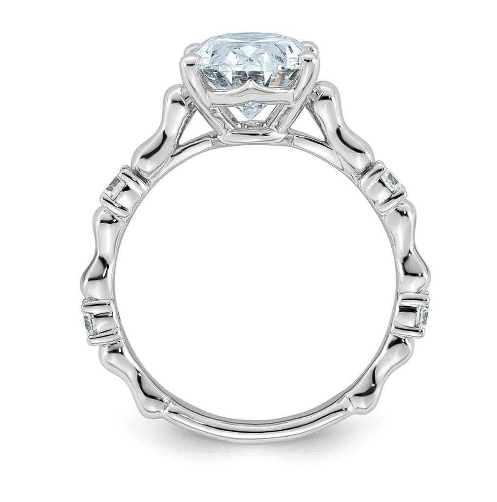 14K White Gold 3 1/4ct Certified Oval Center Lab Grown Diamond VS+ F+ Ring