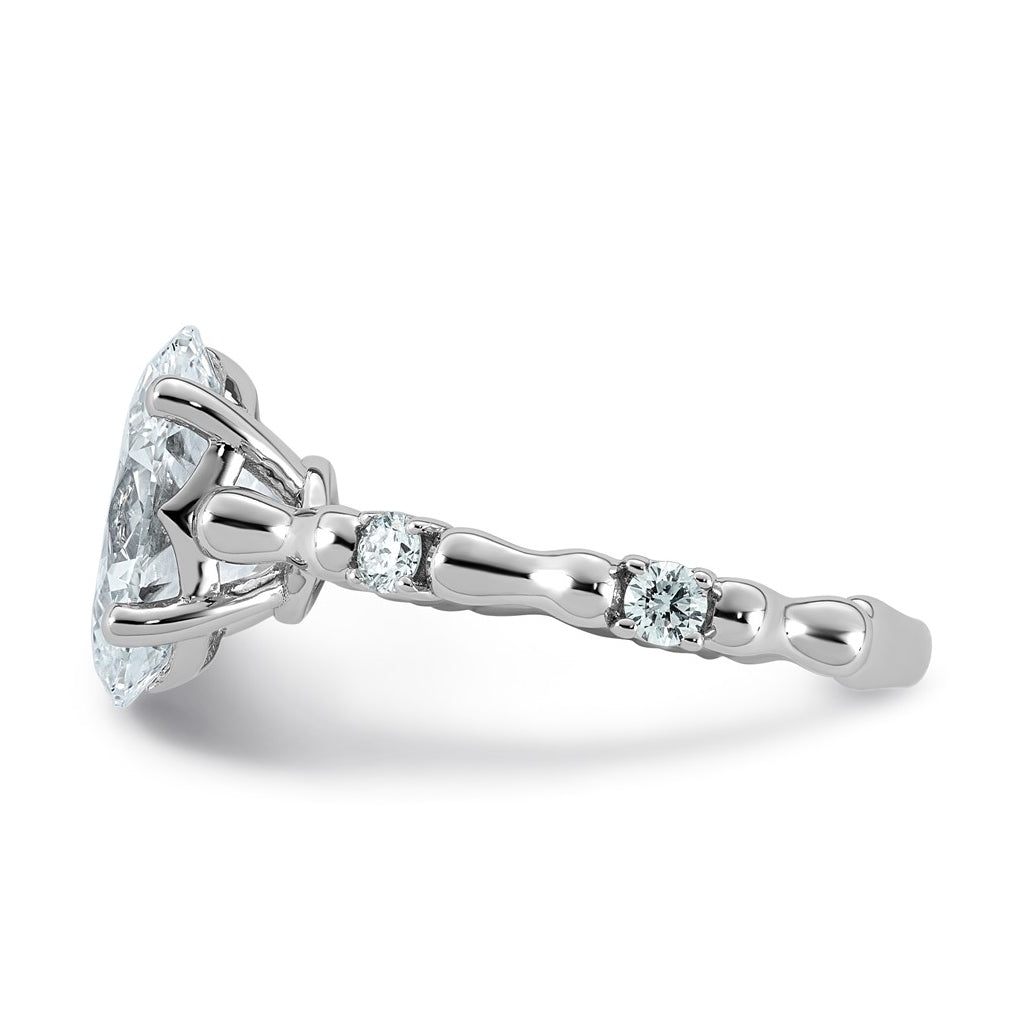 14K White Gold 3 1/4ct Certified Oval Center Lab Grown Diamond VS+ F+ Ring