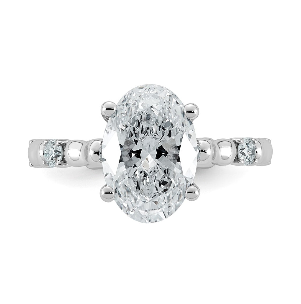 14K White Gold 3 1/4ct Certified Oval Center Lab Grown Diamond VS+ F+ Ring