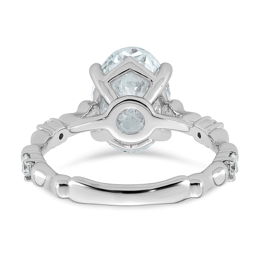 14K White Gold 3 1/4ct Certified Oval Center Lab Grown Diamond VS+ F+ Ring
