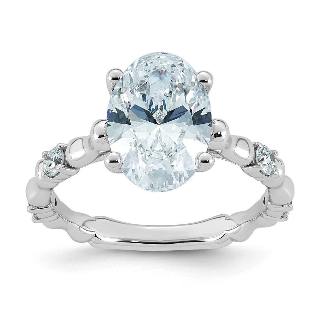 14K White Gold 3 1/4ct Certified Oval Center Lab Grown Diamond VS+ F+ Ring