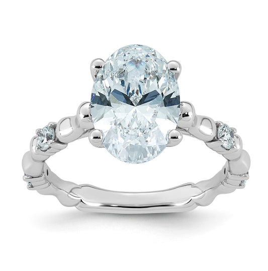 14K White Gold 3 1/4ct Certified Oval Center Lab Grown Diamond VS+ F+ Ring