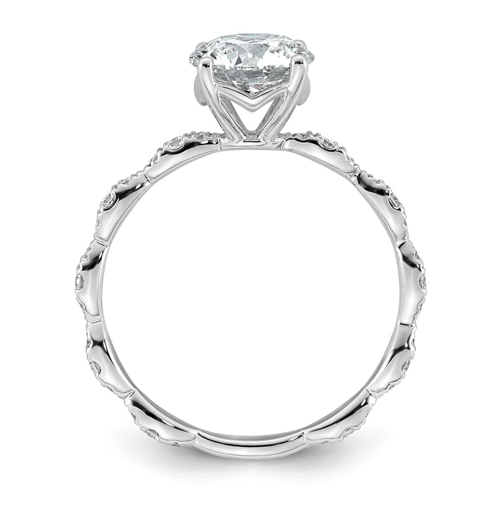 14K White Gold 1 7/8ct Certified Round Center Lab Grown Diamond VS+ F+ Ring